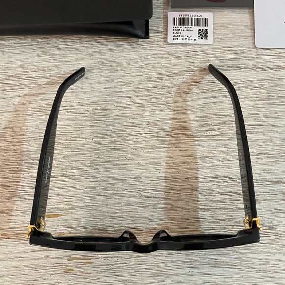 New Saint Laurent Cateye Sunglasses Black Gold YSL with Case Box - Picture 6 of 9